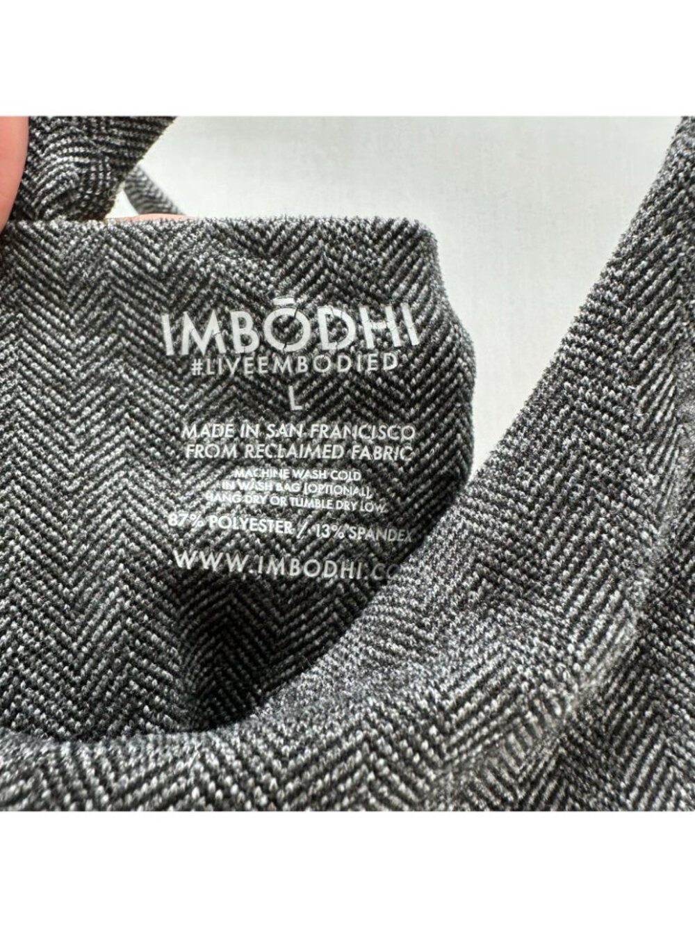 IMBŌDHI Bodhi Harem Jumpsuit Women L Herringbone Pocket Cross Strap Stretch Gray - Picture 9 of 9